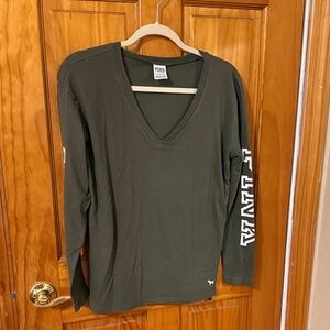 PINK Victoria's Secret Olive Long Sleeve Top Size Xsmall